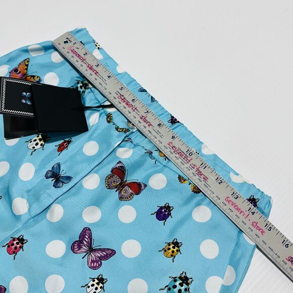 Versace Pants IT 40 US 4 Blue Butterflies Polka Dot Silk Wide-Leg NWT $1,825 - Picture 8 of 16